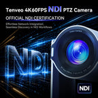 Tenveo Paquete de cámara y controlador PTZ 4K NDI PTZ, 30X 4K 60FPS AI seguimiento automático NDI SDI/HDMI/USB3.0/LAN (PoE) Cámara PTZ (*3) y controlador de joystick NDI PTZ de pantalla cuádruple de 7