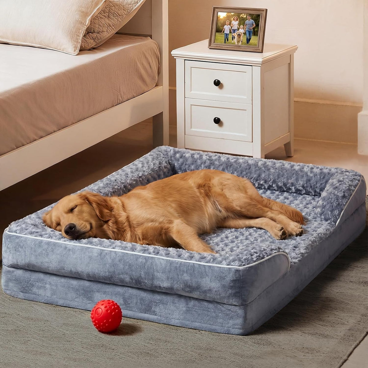 WNPETHOME - Camas para perros de gran tamaño, sofá cama ortopédica lavable para perros con forro impermeable y parte inferior antideslizante para dormir