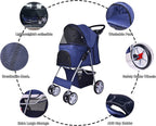 Elevon Cochecito para mascotas, cochecito multifuncional de 4 ruedas, cochecito de viaje portátil plegable con transportador desmontable, adecuado para perros medianos y pequeños, gatos, azul