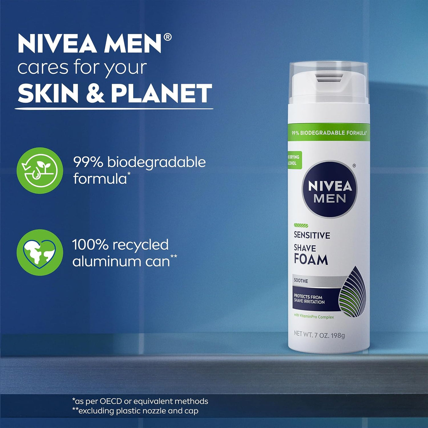 NIVEA MEN - Espuma de afeitado sensible con vitamina E, extractos c...
