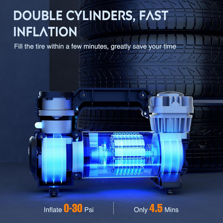 Nilight Compresor de aire portátil, inflador de neumáticos de 12 V,...