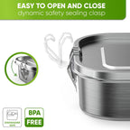 Blockhütte Lonchera de acero inoxidable para adultos I 40 onzas I con sellado gratuito I Caja Bento de metal con 3 compartimentos, contenedor de almuerzo a prueba de fugas, almacenamiento de alimentos