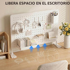 Organizador de escritorio con tablero perforado blanco, 23.62 x 15.75 in con ganchos