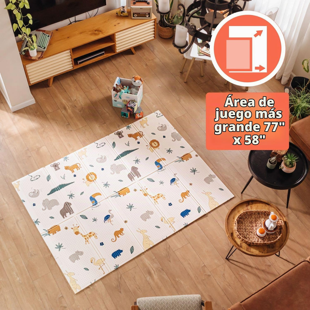 Nuby Alfombra de juego plegable reversible para bebé, 77 x 58 pulgadas, XXL