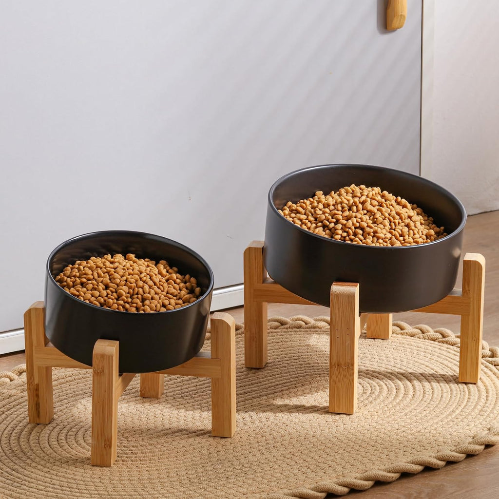 Tazón de cerámica para perros elevado/elevado de 15° inclinado antideslizante para razas pequeñas/medianas, plato inclinado de cara grande, plato de alimentación de agua para mascotas con