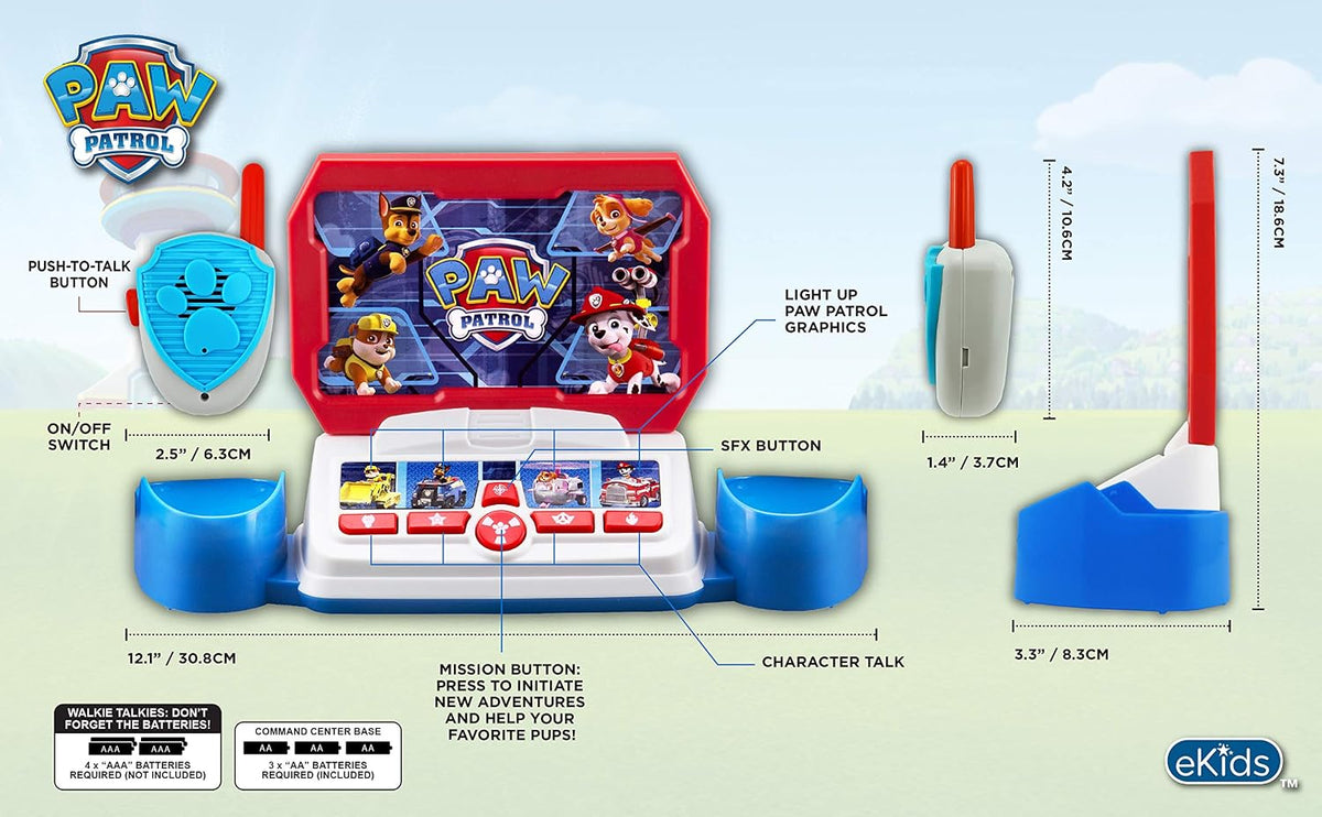 Centro de comando Walkie Talkie de juguete de Paw Patrol para niños, divertidos juguetes de Paw Patrol