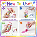 Juego de 6 pinturas de tiza en polvo lavables para acera, mezcla de tiza en polvo lavable en agua con rodillos de espuma, kit de juguete de graffiti para arte al aire libre para niños, entrada