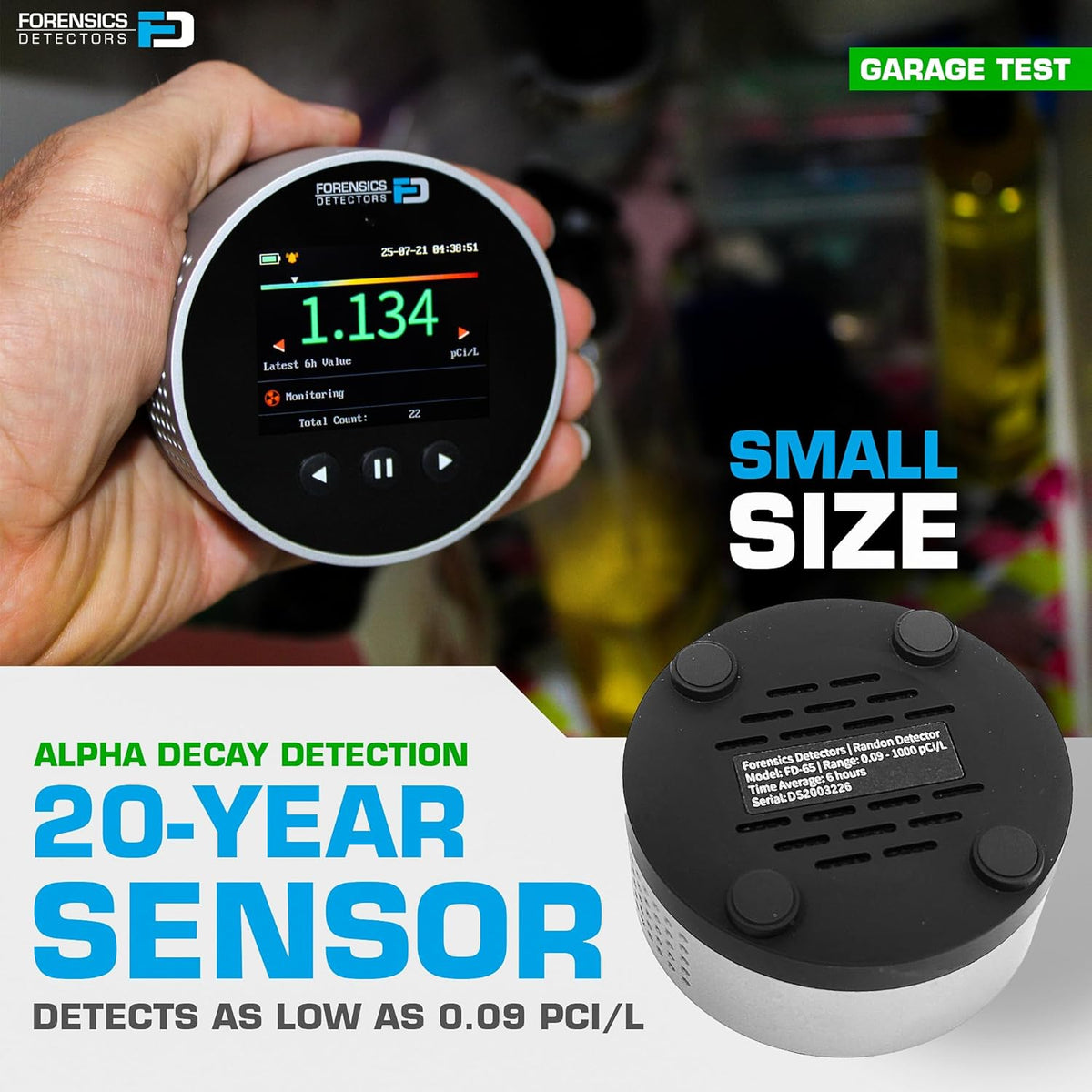 Detector de radón de Forensics Uso doméstico Sensor de