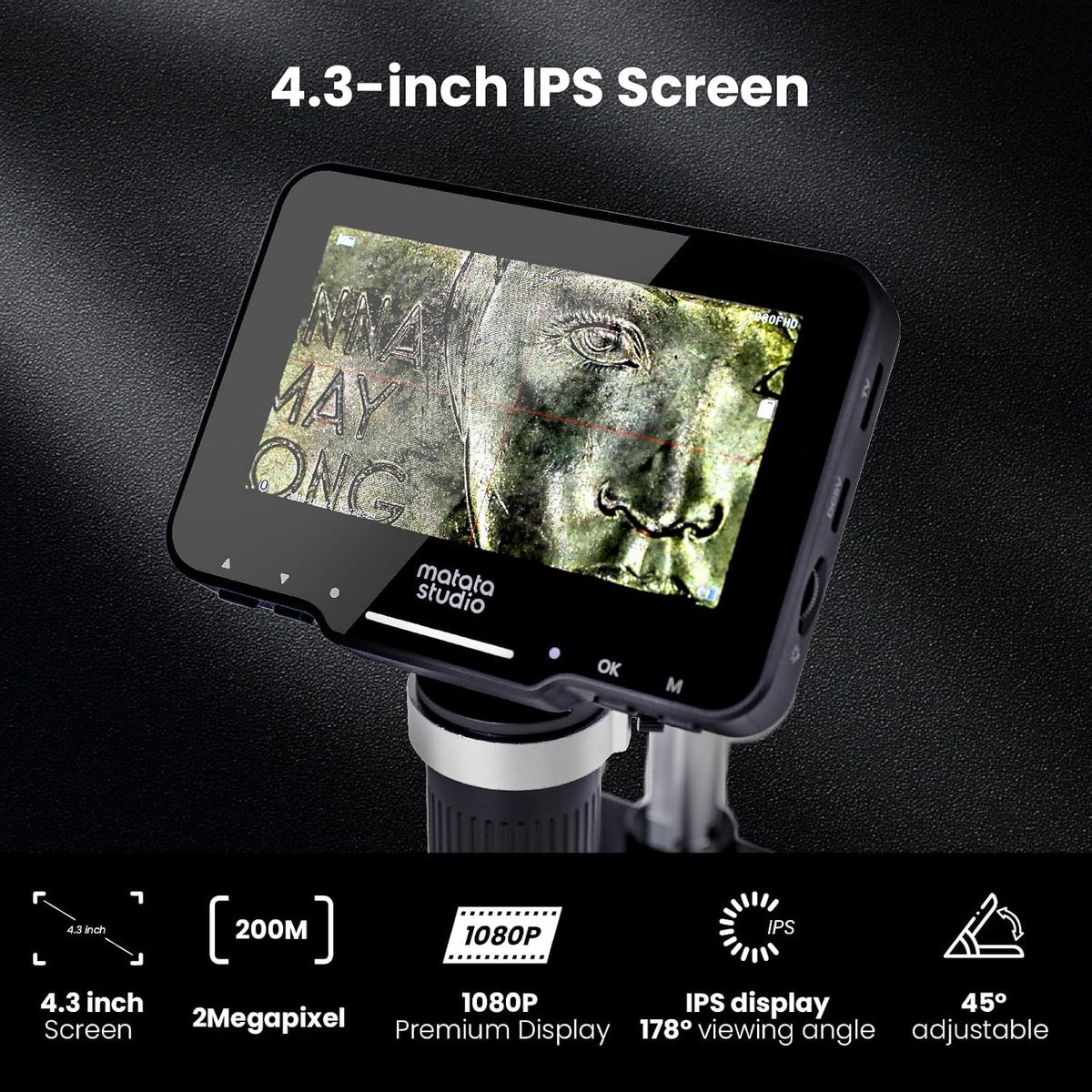 Microscopio digital M2B 1000X, LCD de 4,3", salida HDMI, 32 GB
