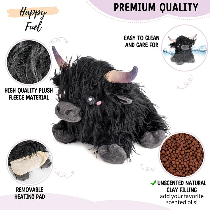 Happy Fuel Highland Cow - Almohadilla térmica sin perfume de 1.5 li...