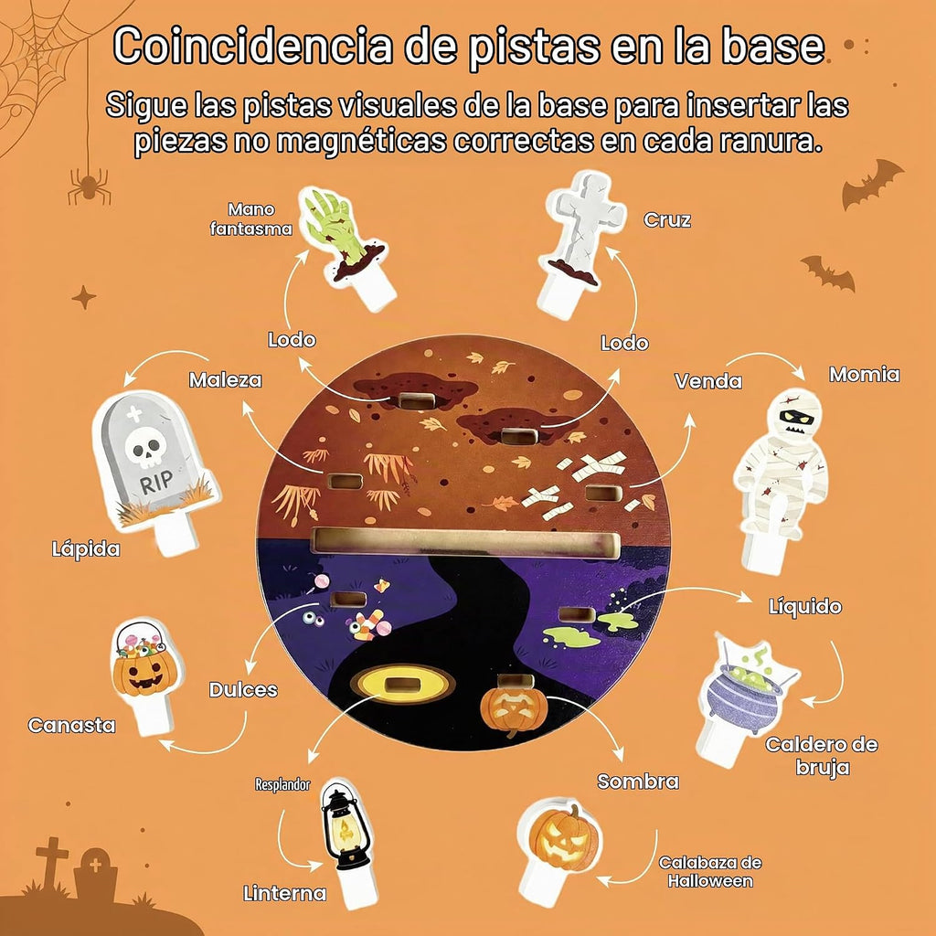 Juguetes de madera de Halloween para niños, juguetes Montessori