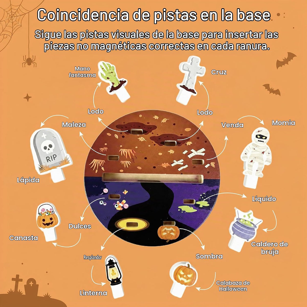 Juguetes de madera de Halloween para niños, juguetes Montessori
