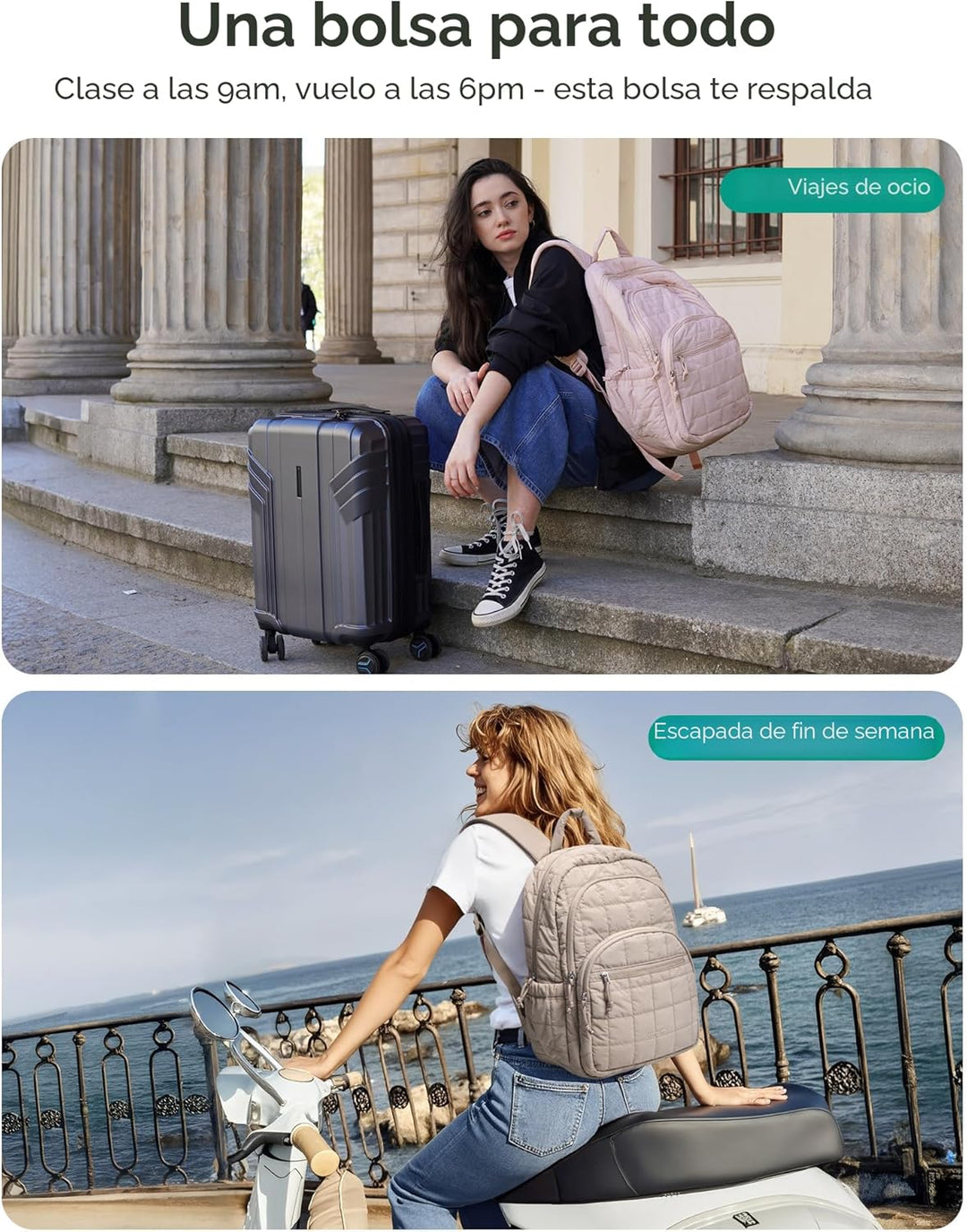 BAGSMART - Mochila para portátil universitaria, mochila de viaje pa...
