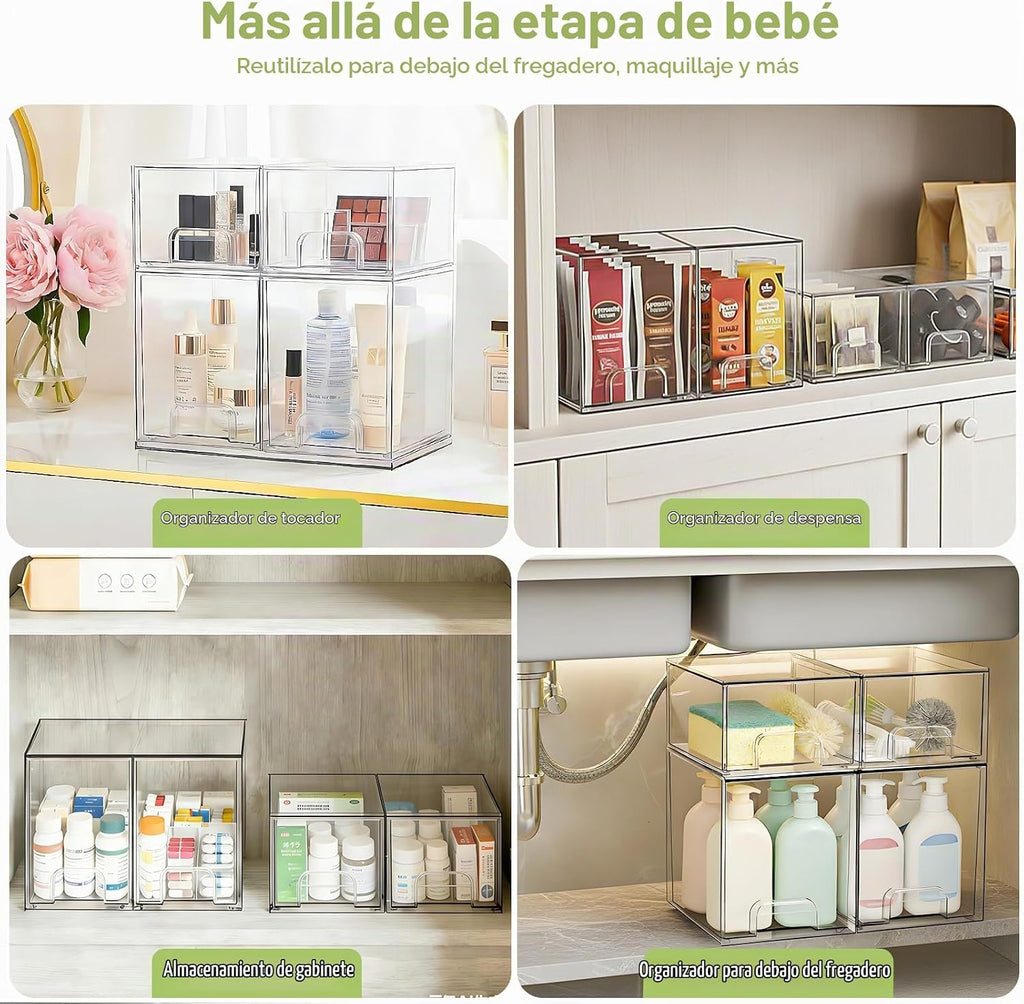 Organizador de Almacenamiento para Botellas de Bebé: Cajones Apilables de Acrílico