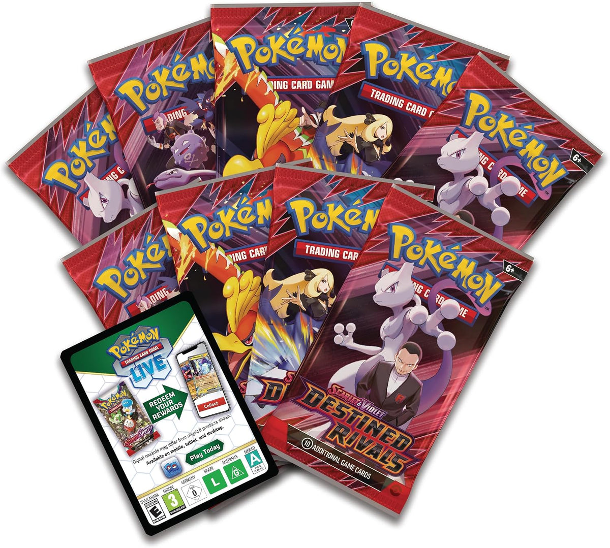 Pokemon TCG: Scarlet & Violet - Caja de Entrenador Élite Destined Rivals - 9 Paquetes, Accesorios, Promo