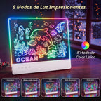 Tabla de Dibujo LED para Niños, 16" Tablero de Dibujo Iluminado Recargable DIY