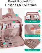 BAGSMART Bolsa de Aseo de Viaje, Bolsa de Aseo Resistente para Mujeres, Bolsas de Aseo Ampliamente Abiertas y Esponjosas para Viajar, Organizador Grande de Bolsa de Cosméticos de Viaje para Accesorios