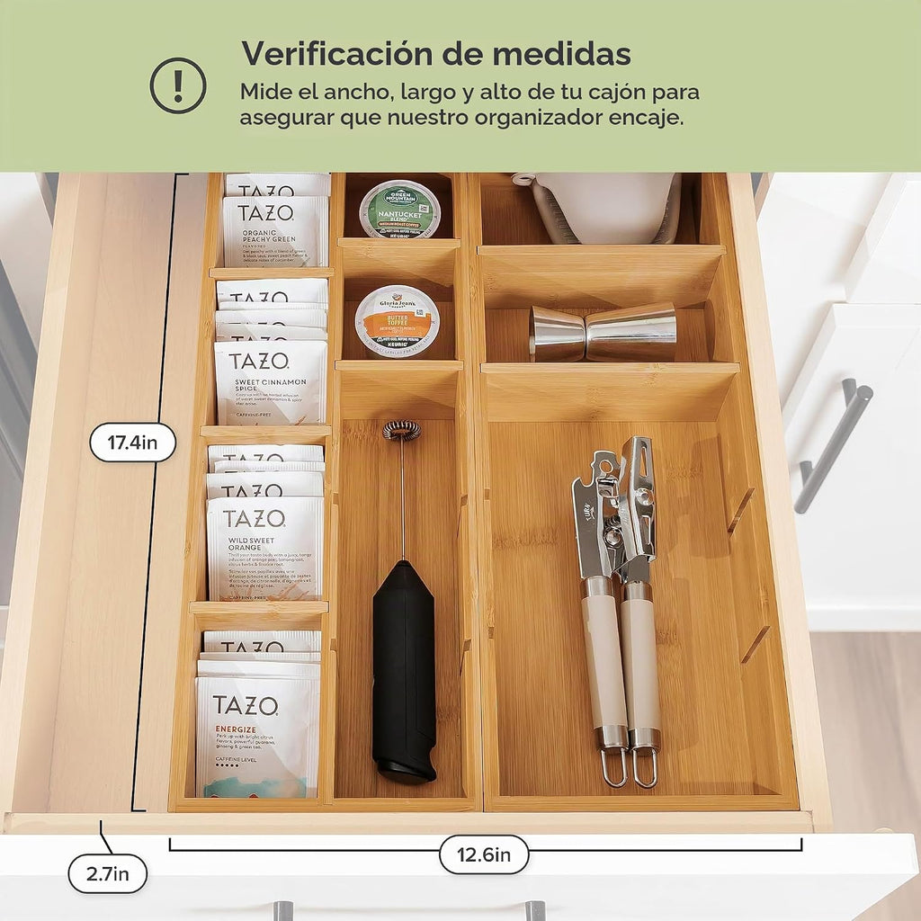 Organizador de cajones para utensilios y bolsitas de té