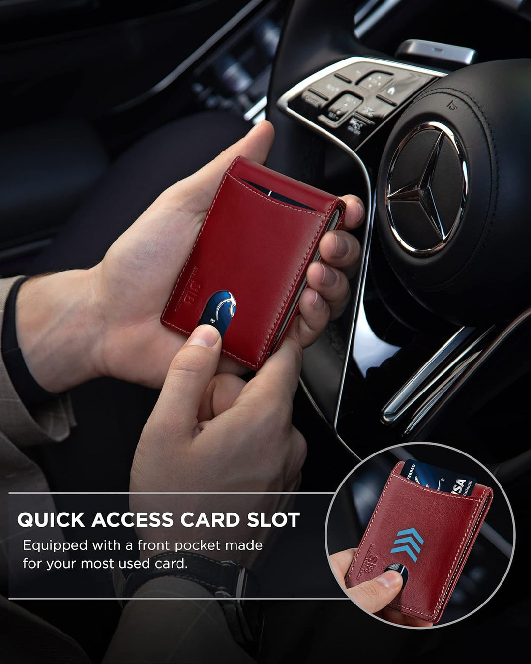 SERMAN BRANDS RFID Blocking Slim Bifold Genuine Leather Minimalist...