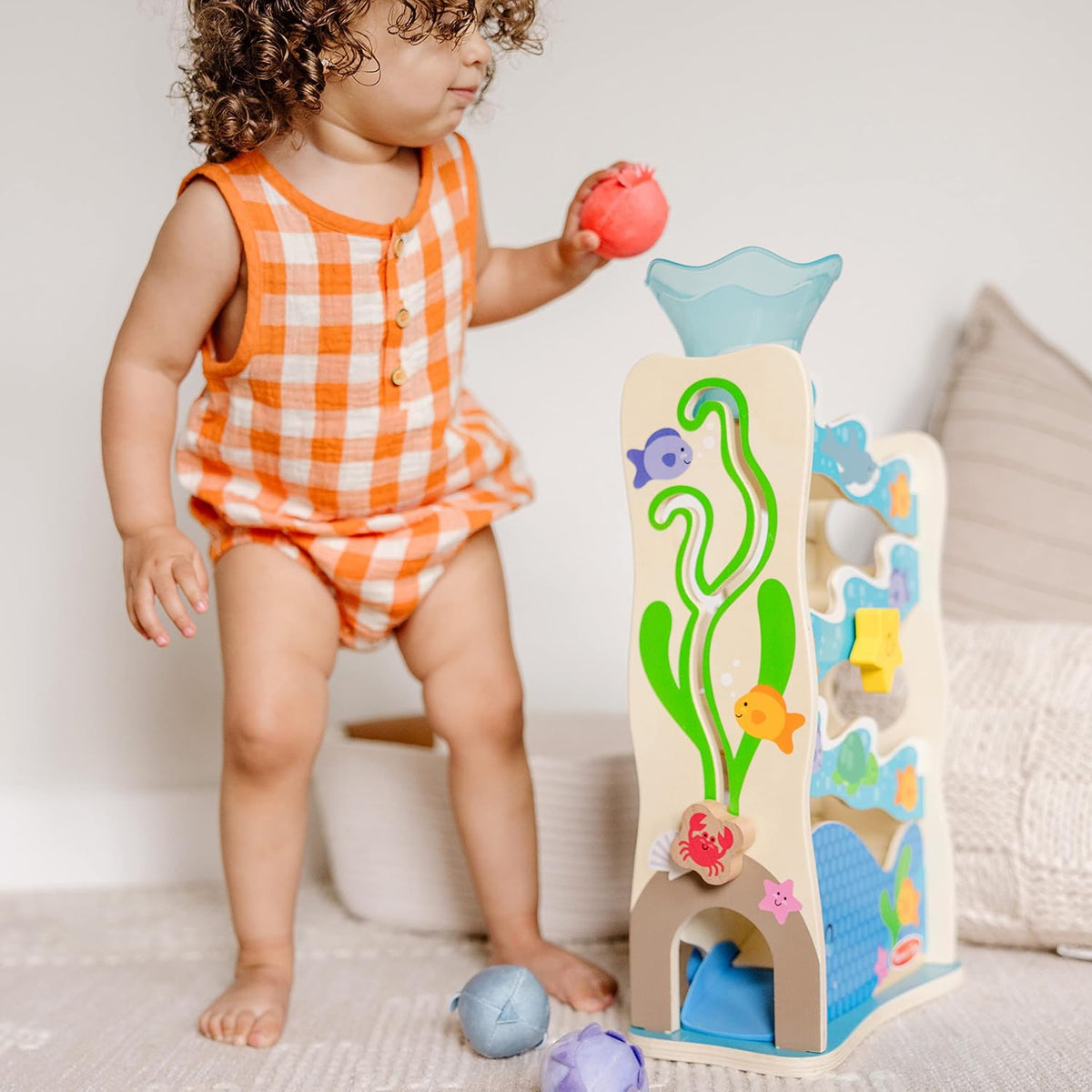 Melissa & Doug Rollables Wooden Ocean Slide Infant & Toddler Toy