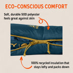 Kelty Solstice - Saco de dormir rectangular de gran tamaño, 2-3 estaciones