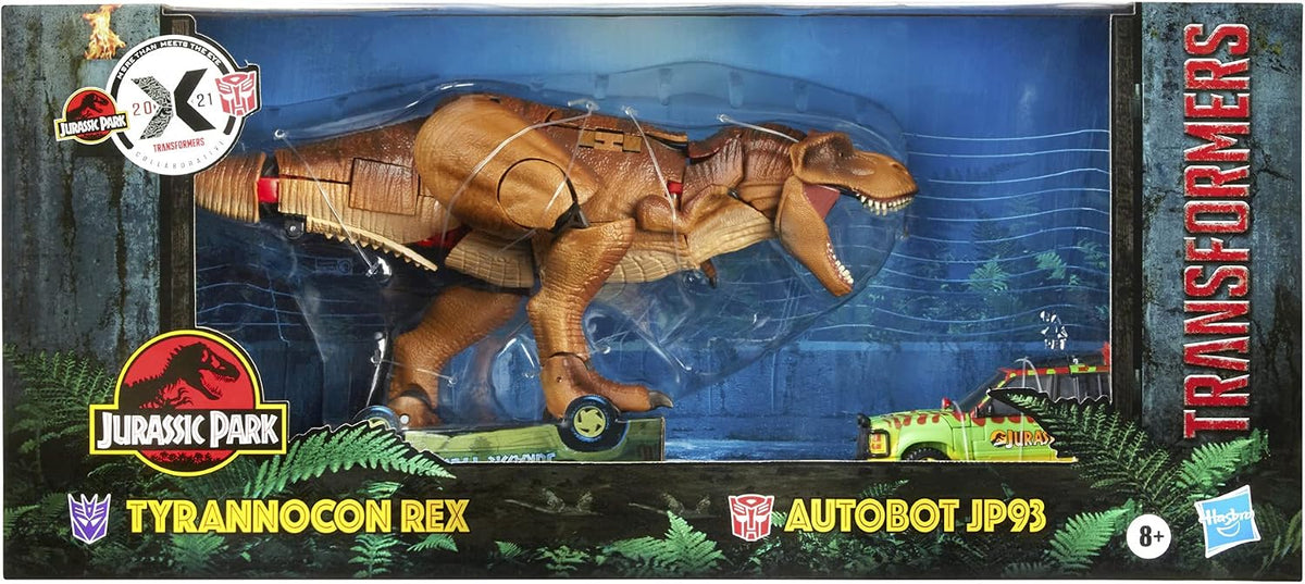 Transformers Generations Collaborative: Jurassic Park Mash-Up Tyrannocon Rex & Autobot JP93 Edades 8 en adelante (Exclusivo de Amazon)
