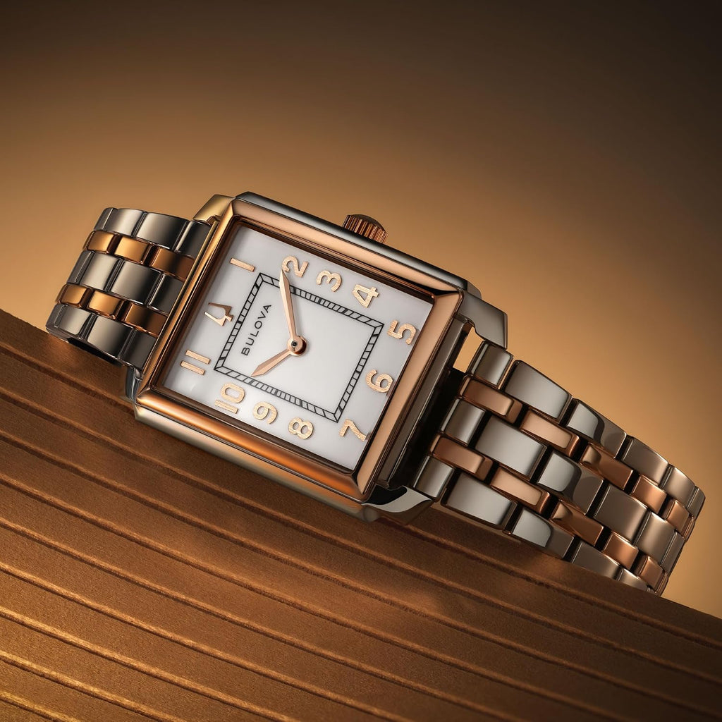 Bulova Sutton Reloj de acero inoxidable bicolor con esfera blanca 0.984 in - 98L328