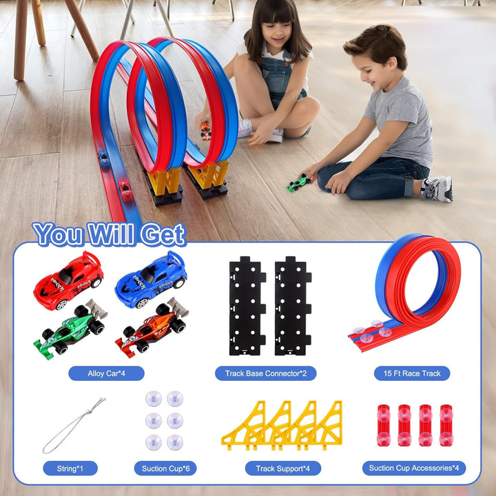 Pista de carreras flexible para niños juguete con ventosas