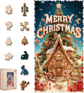Rompecabezas de árbol de Navidad y casa de nieve de madera para adultos de 500 piezas, rompecabezas de forma única de invierno de 5MM para nietos, decoración de vacaciones, regalos, juego