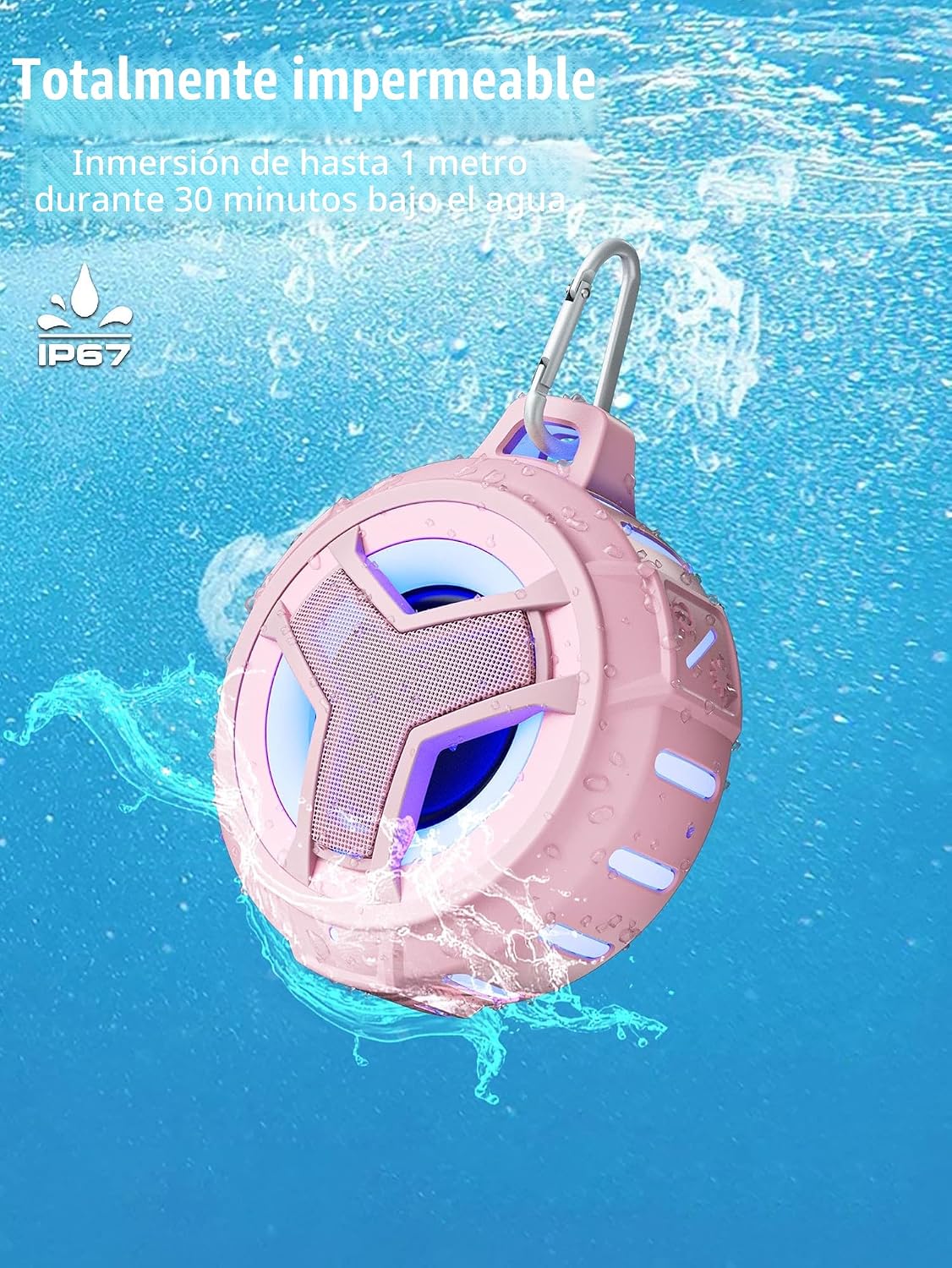 EBODA Altavoz Bluetooth para Ducha, IP67 Impermeable Portátil Inalámbrico Altavoces Pequeños, Flotante, 24H Tiempo de Reproducción para Hogar, Playa, Piscina, Kayak, Senderismo, Accesorios de Barco