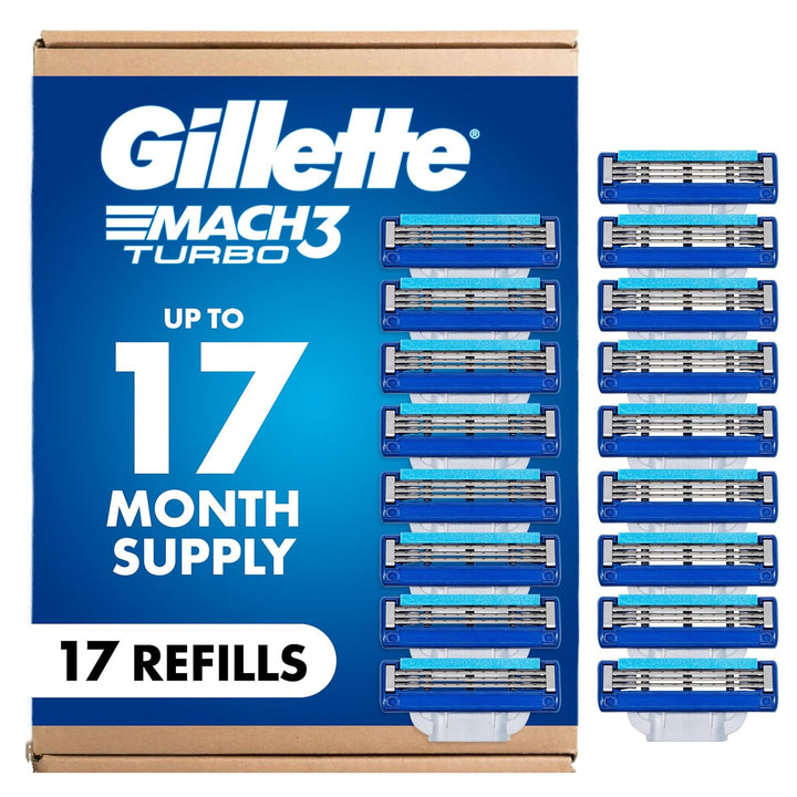 Gillette Mach3 Turbo Razor para hombres, 17 recambios de cuchillas,...