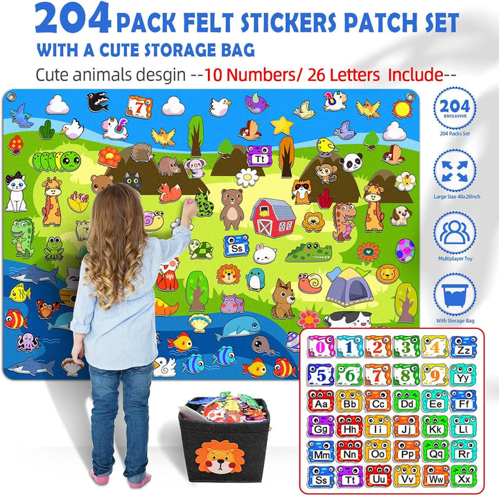 SKOLESK Juego de Tablero Activo de Animales de Fieltro de 204 Pieza...