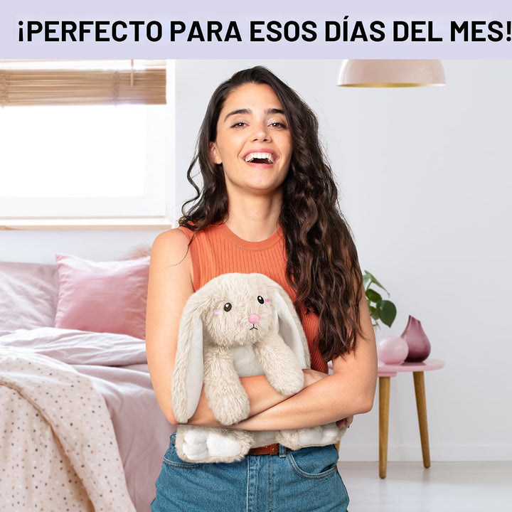 Happy Fuel - Peluche de conejo para microondas, almohadilla térmica...
