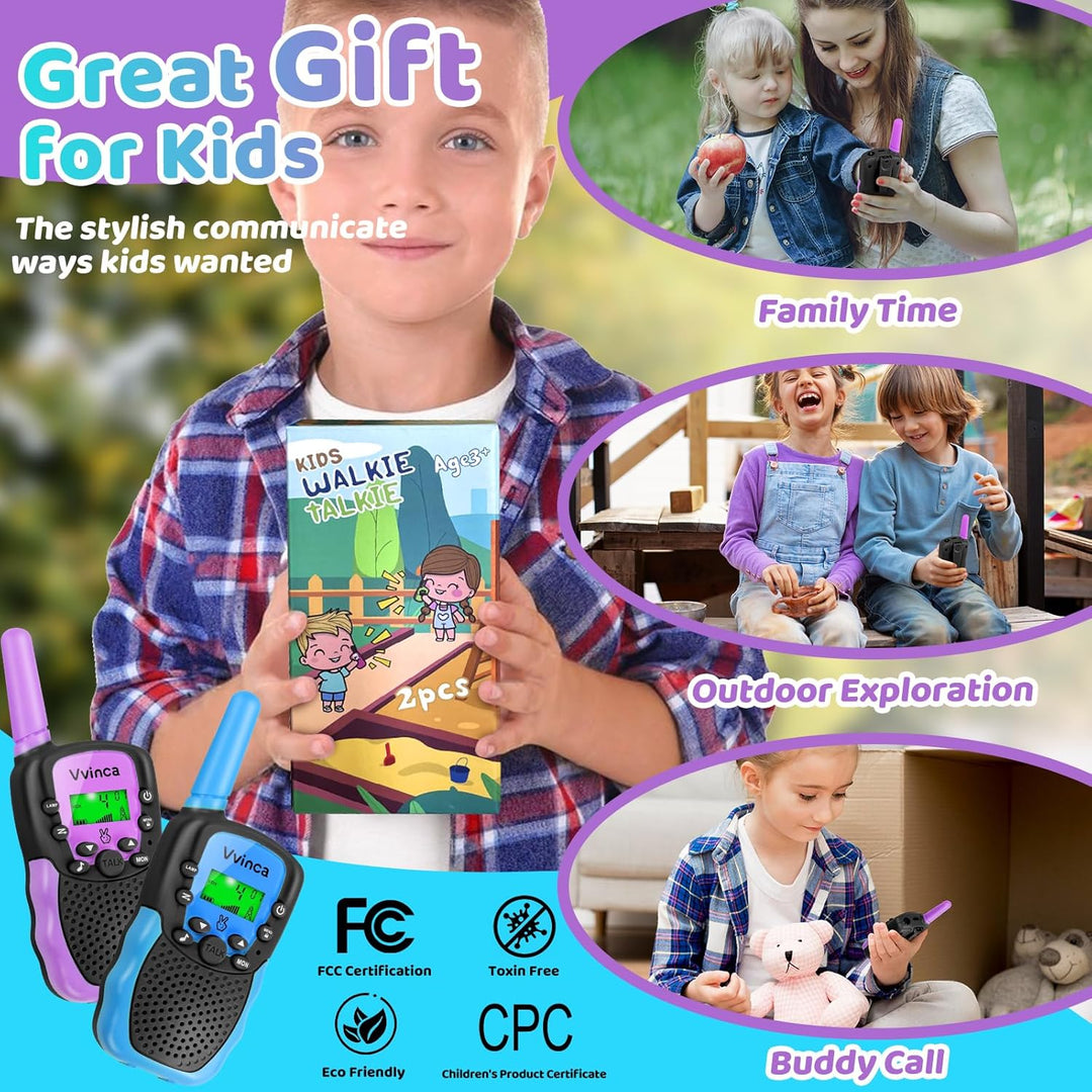 Vvinca Rechargeable Walkie Talkies for Kids 4 Pack, 5-7 Year Old Bo...