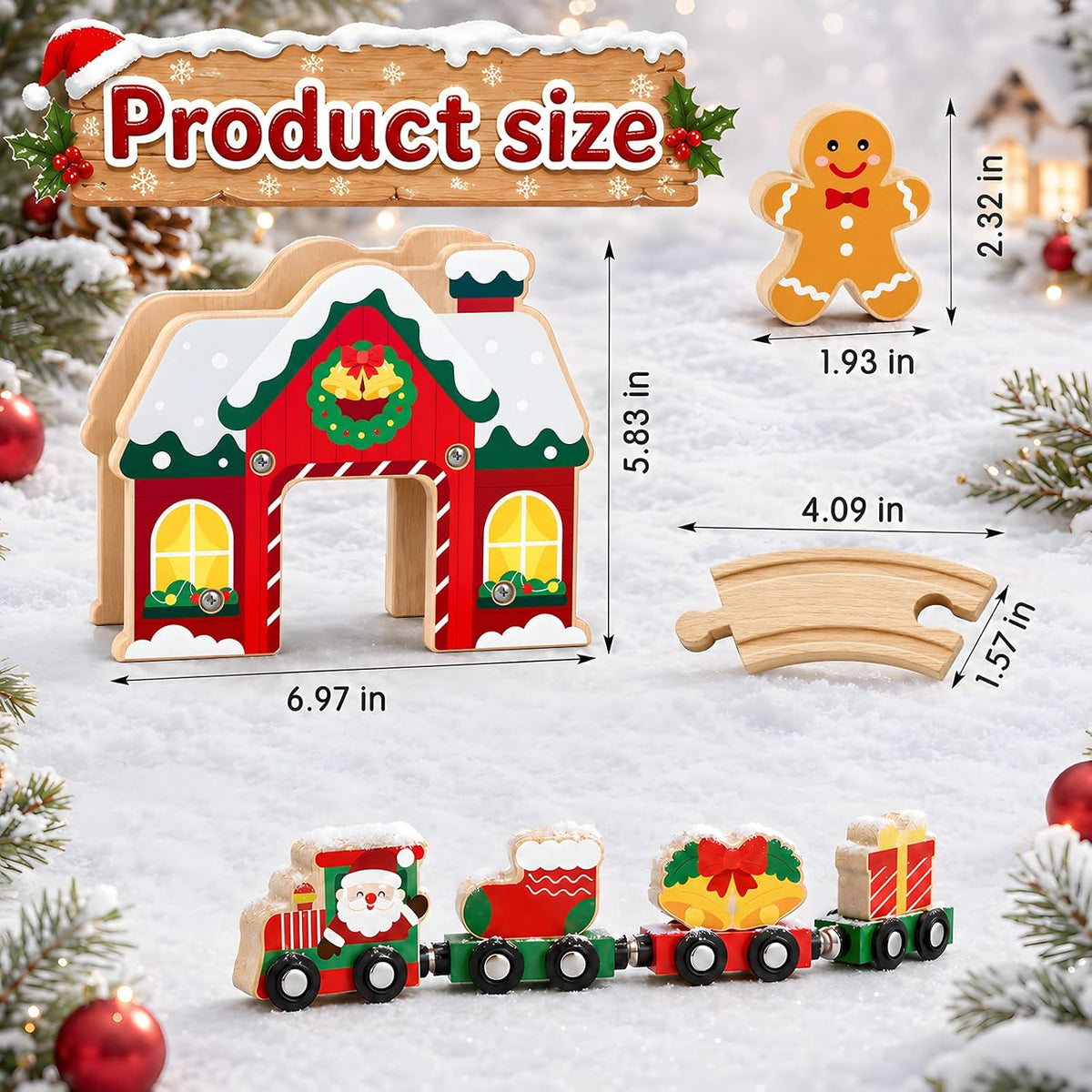 Juego de tren de madera de Navidad para niños, juguetes con manual de instrucciones (idioma español no garantizado), juguetes educativos STEM, regalos de Navidad