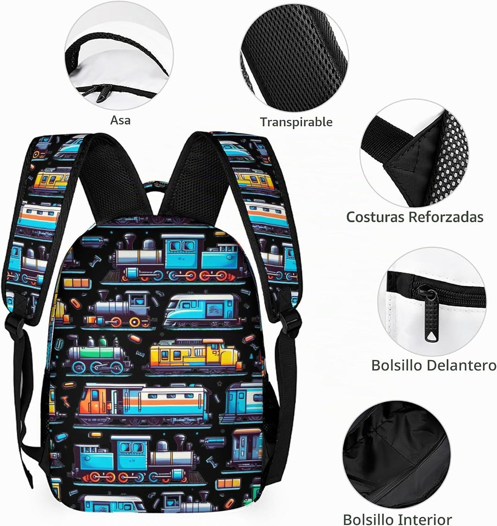 Mochila de tren con bolsa de almuerzo y estuche para lápices