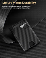 Cartera de cuero typecase para hombres con tarjetero, Negro fibra d...