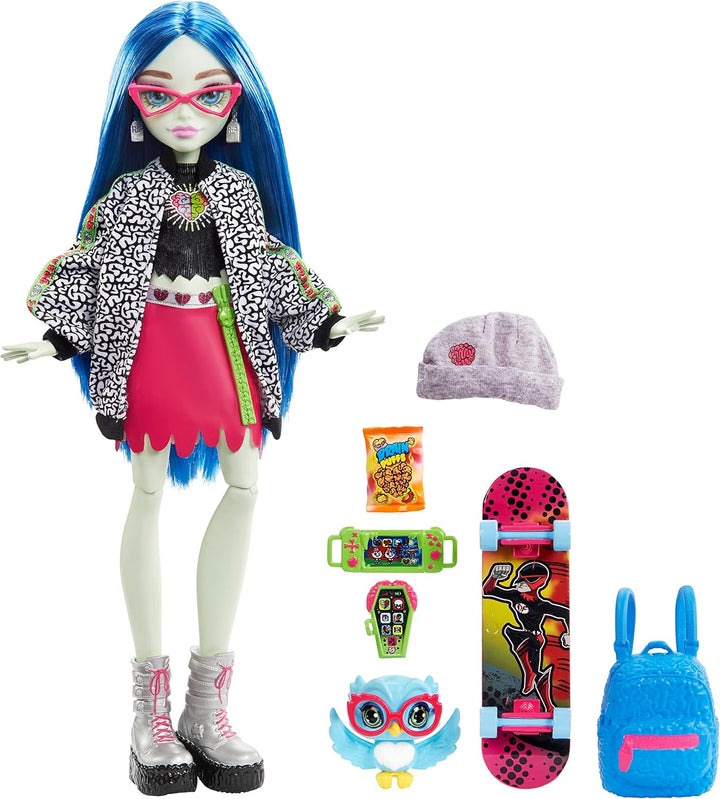 Monster High Ghoulia Yelps - Muñeca posable (10.3 pulgadas) con pel...