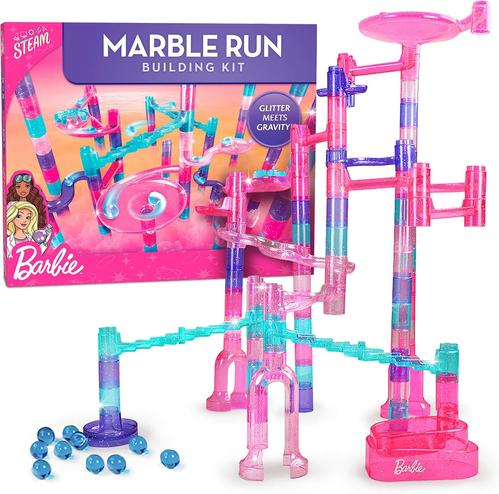 Barbie Sparkle Marble Run - Juego de construcción con 10 canicas para niños