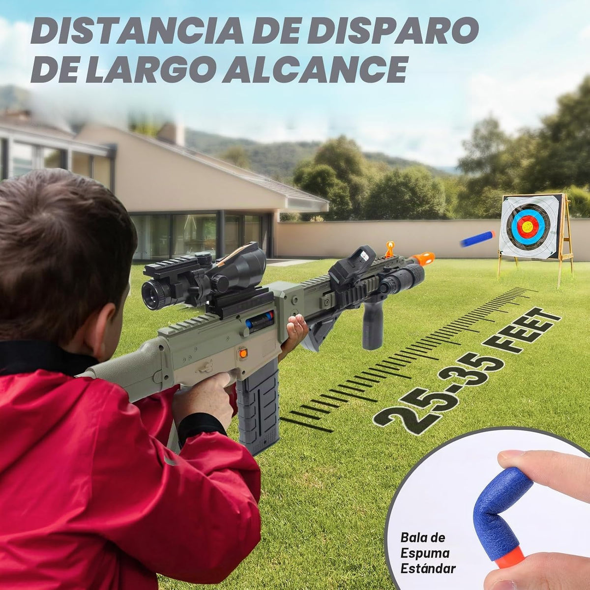 Pistolas de juguete realistas de rifle de francotirador para balas Nerf, juego de juguetes de espuma eléctrica con alcance, 120 dardos suaves y 3 revistas, pistola de juguete semiautomática para niños de 8 a 12 años
