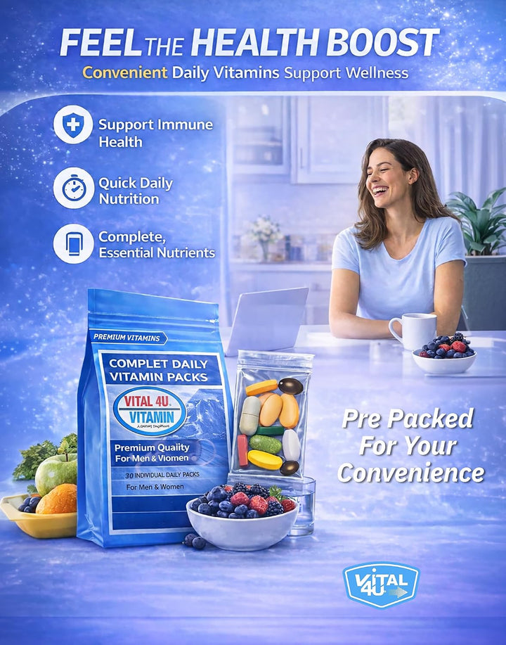 VITAL 4U Paquetes multivitamínicos diarios prémium para hombres y m...
