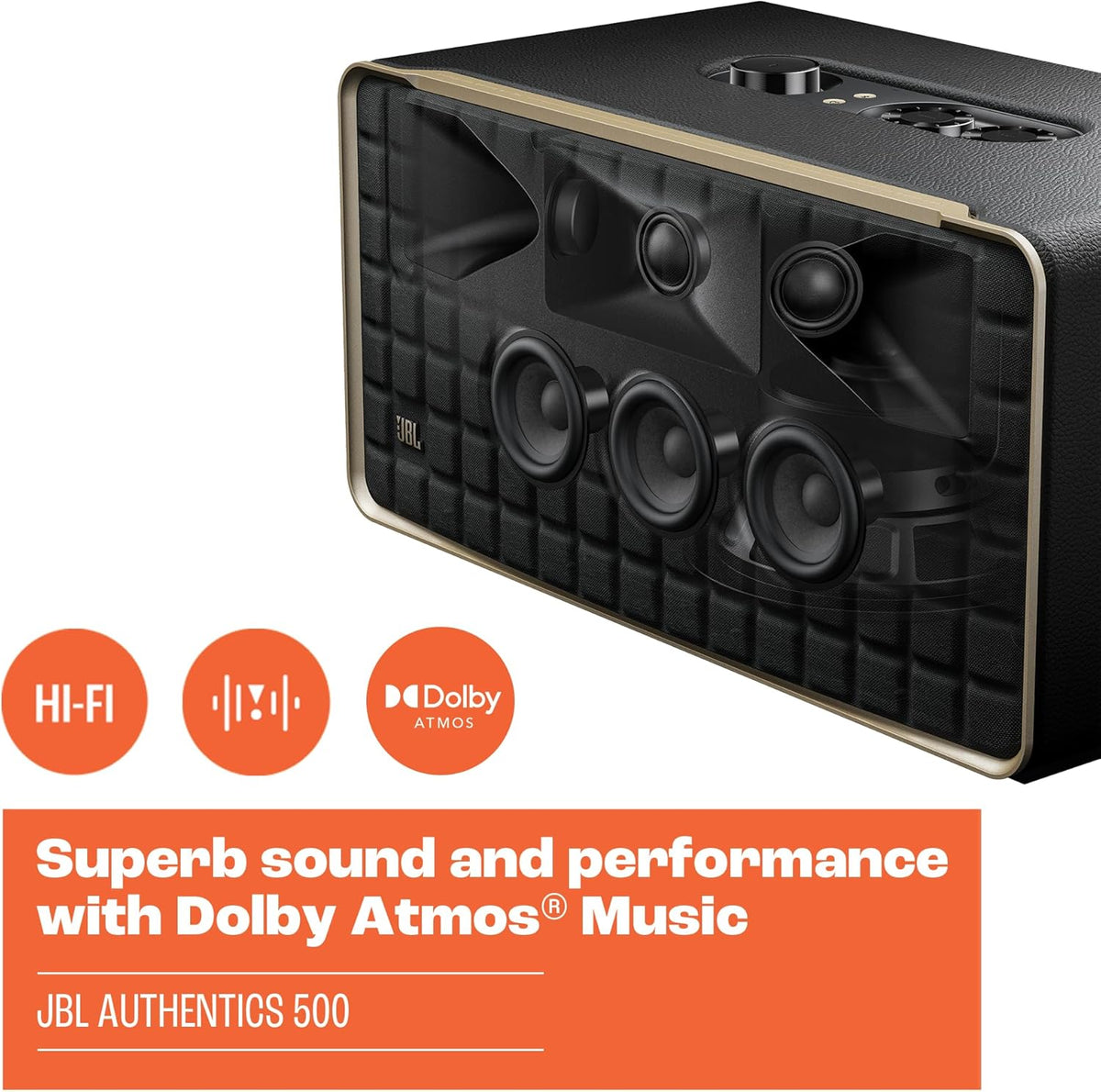 JBL Authentics 500 - Altavoz de estilo retro para el hogar con Blue...