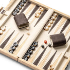 Juegos de backgammon de 15 pulgadas para adultos, tablero clásico de backgammon con dados de damas únicos, exterior de piel sintética e interior de terciopelo, juego de viaje de backgammon portátil (marrón)