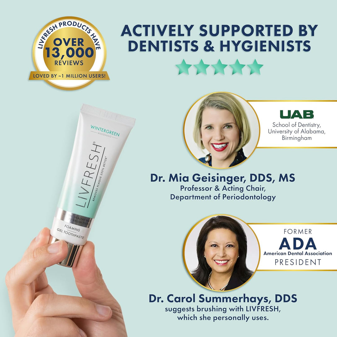 Gel dental LIVFRESH, clínicamente probado para eliminar la placa un...