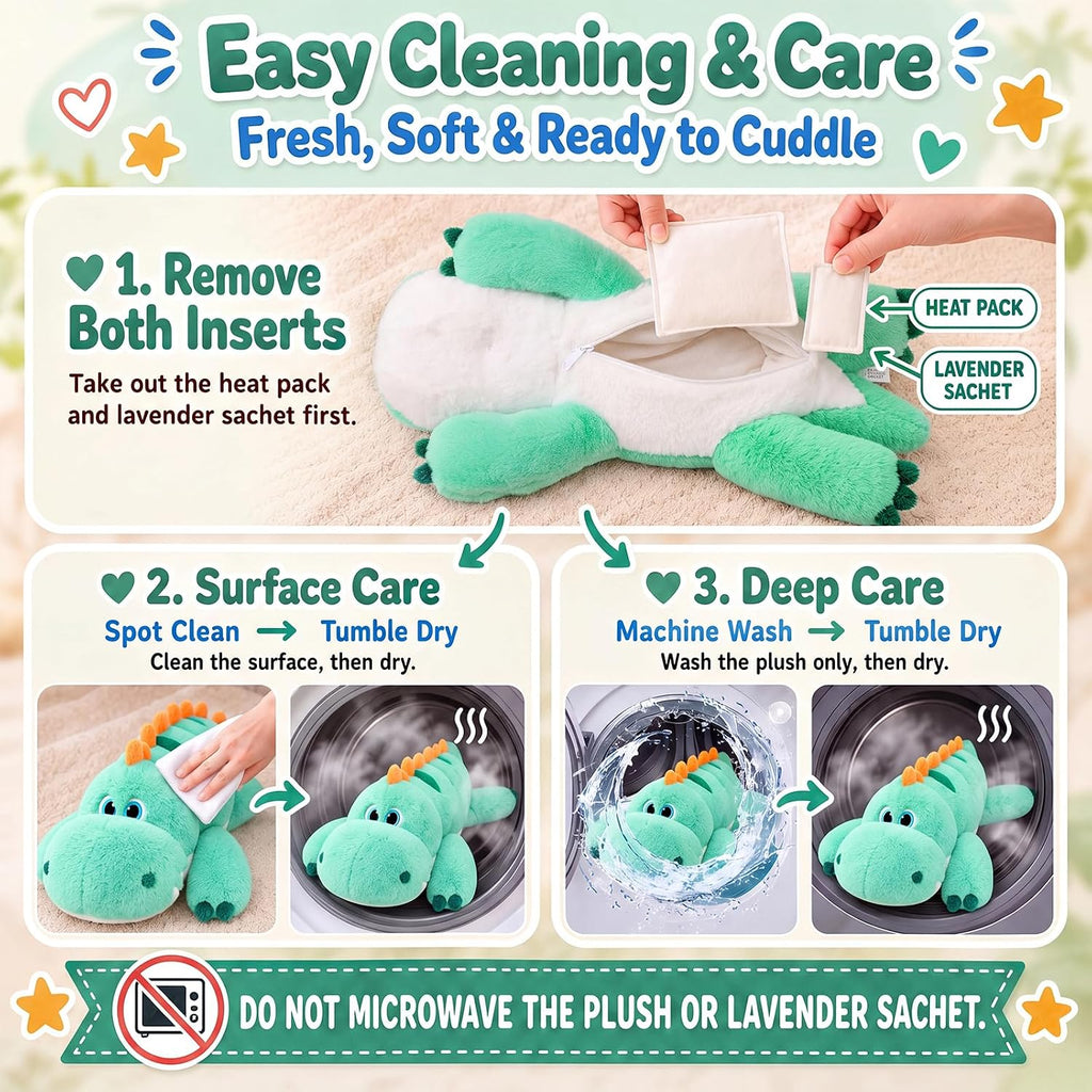 Dinosaurio de peluche para microondas, 20 pulgadas