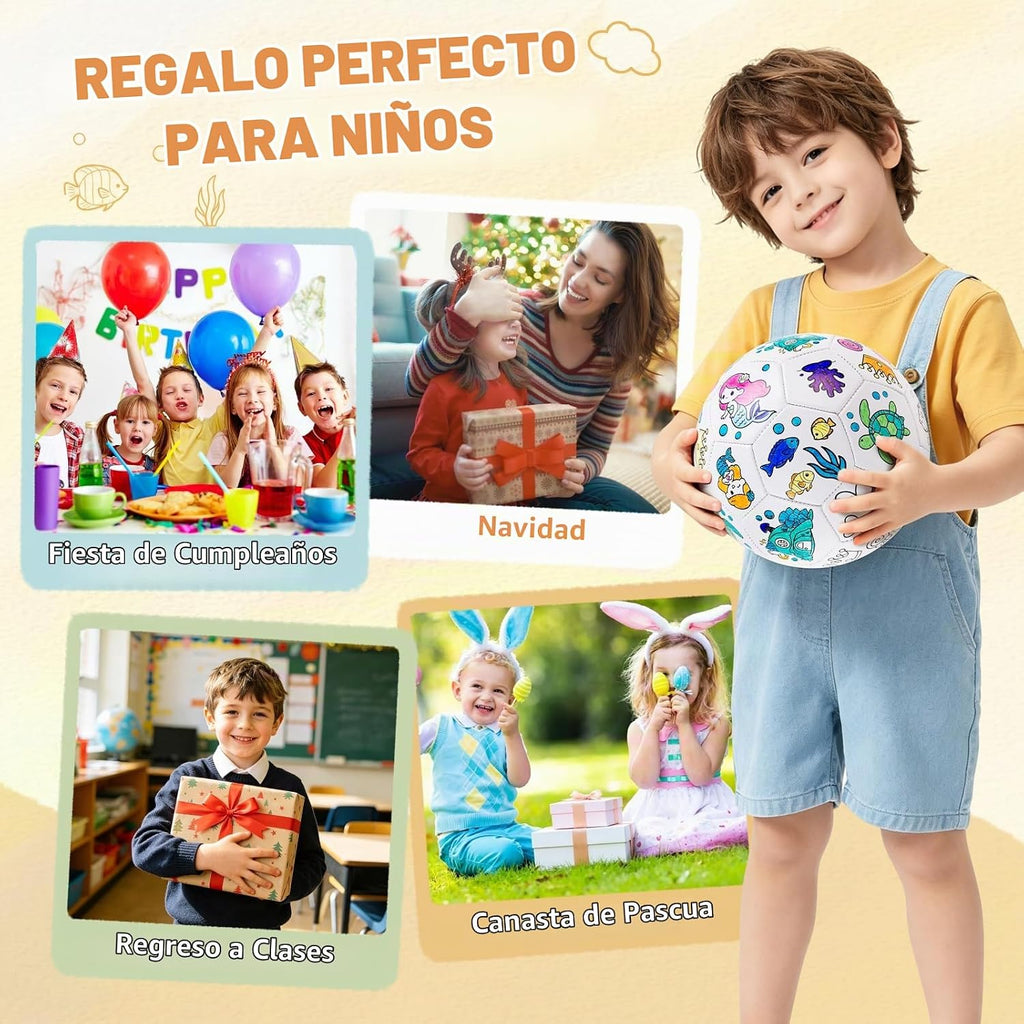 Colorea tu propia pelota de fútbol, juguetes de sirena, regalos de