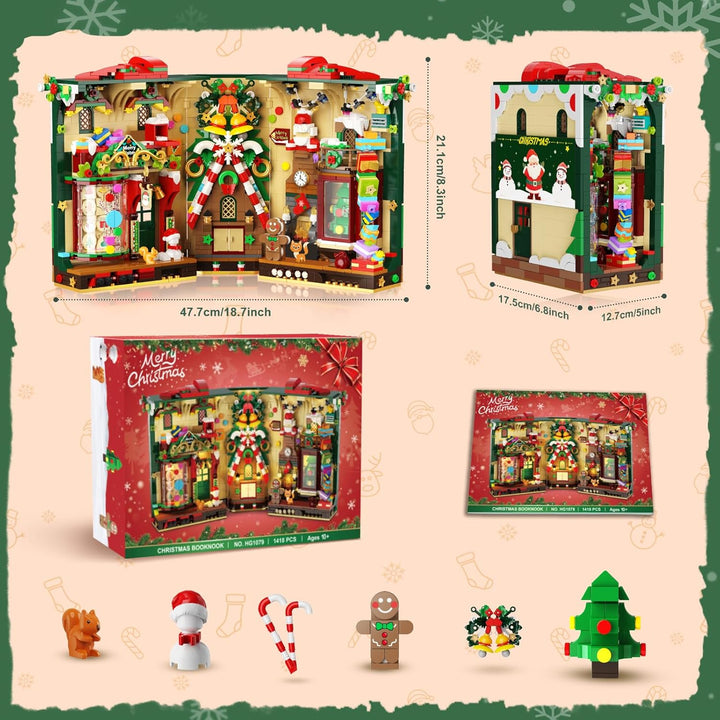 Juego de construcción de rincón de libro de Navidad con