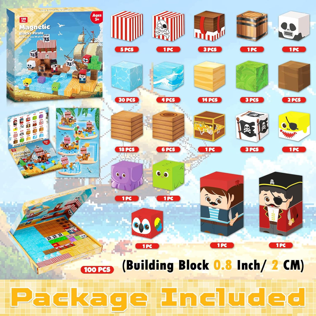 ToyUnited Bloques magnéticos \u2013 Juego de 100 piezas de construc...