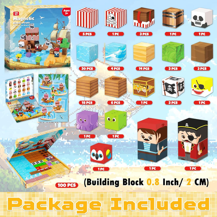 ToyUnited Bloques magnéticos \u2013 Juego de 100 piezas de construc...