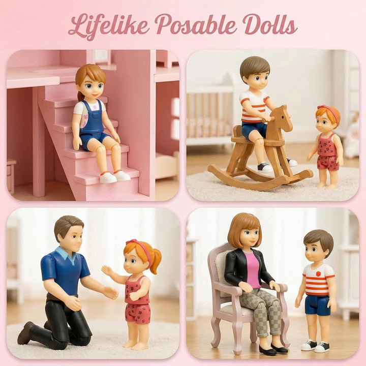 TOMLEON Familia de Muñecos para Casa de Muñecas - Figuras de Person...
